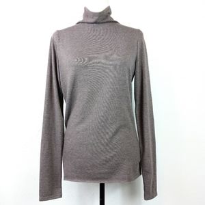Piper Gore Thin Knit Taupe Funnel Neck Basic Sweater Size Medium